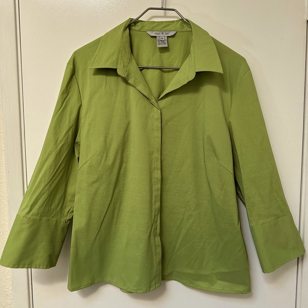 MAC & JAC Poly Blend Jacket in Peridot Green Color Size 14 EUC